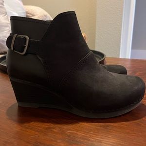 Dansko Black Wedge Booties